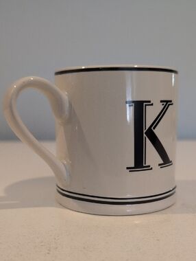 Sur La Table Handcrafted Stoneware Monogram Letter K 8 Ounce Coffee Mug